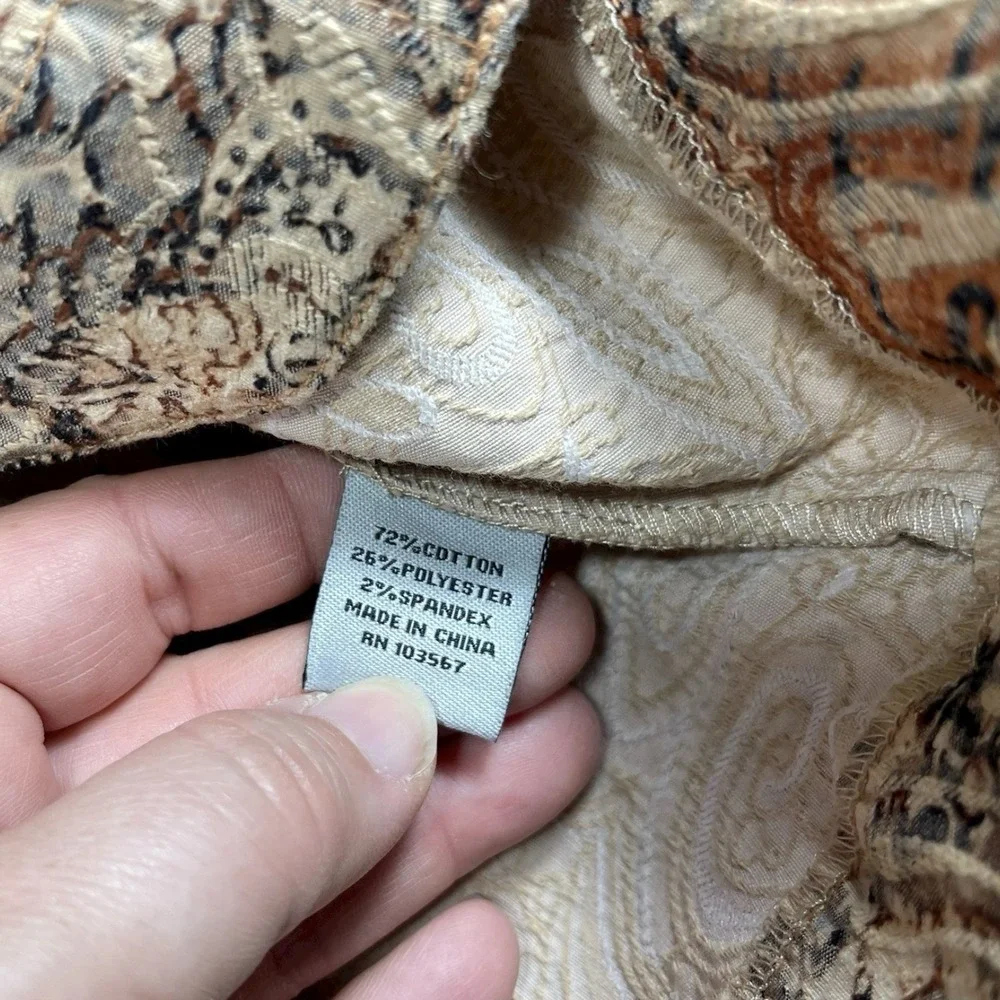 Analogy Medium Brown Embroidered Denim Style Jacket Button Front TexturedCowgirl - Picture 10 of 13